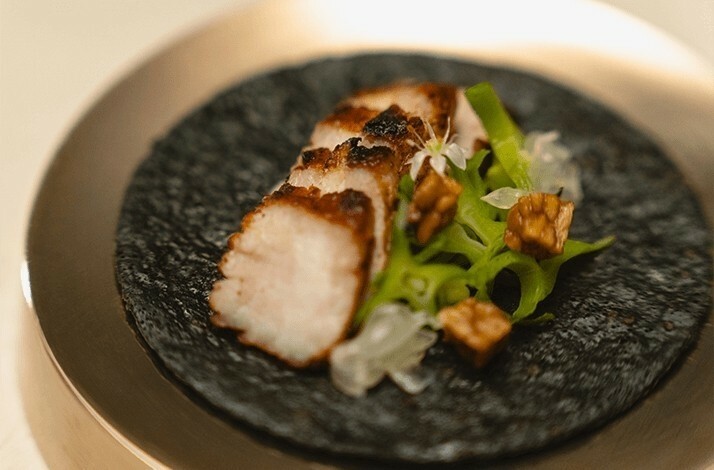 Buta Wrap with Hokkaido Pork decorated with flowers in ASU.