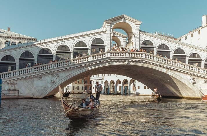 The view on Rialto Bridge in Venice, Italy