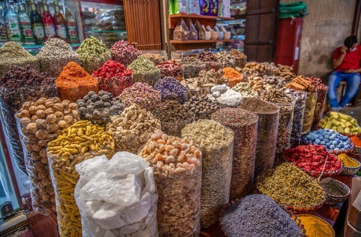 Goods sold at a historic souk in Dubai