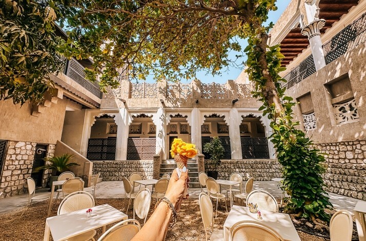 A person holding a gelato at Old Dubai