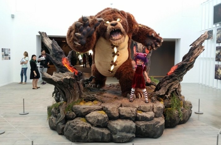Statues of League of Legends characters on display at the Riot Games's headquarters in Los Angeles.