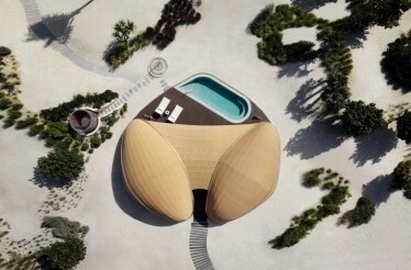 The bird's eye view on a Nujuma Ritz-Carlton Reserve on the Red Sea