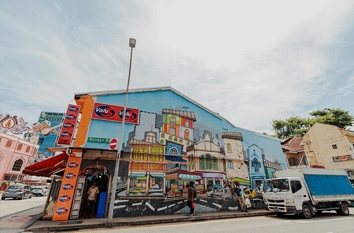 Urban picture of street art captured in Little India, Singapore.