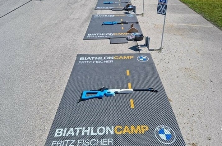 Biathlon shooting area at the Biathloncamp Fritz Fischer in Ruhpolding, Germany.
