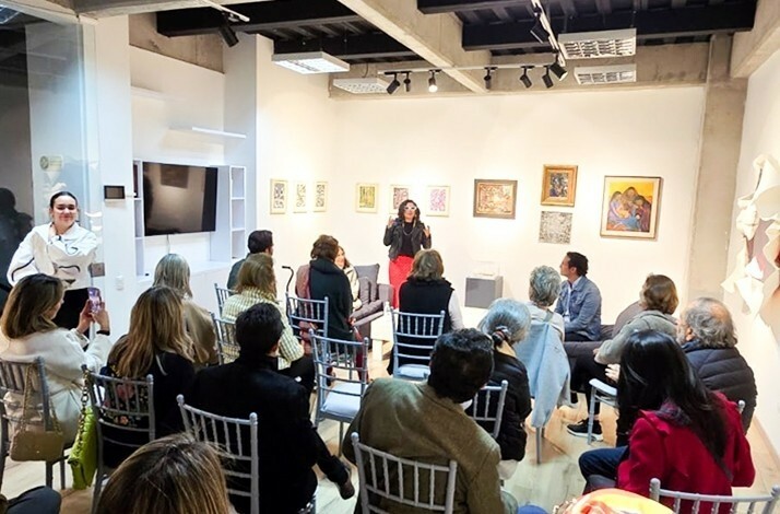 Guests on an art talk for a private art collection at Culto Gallery, Bogotá, Colombia.