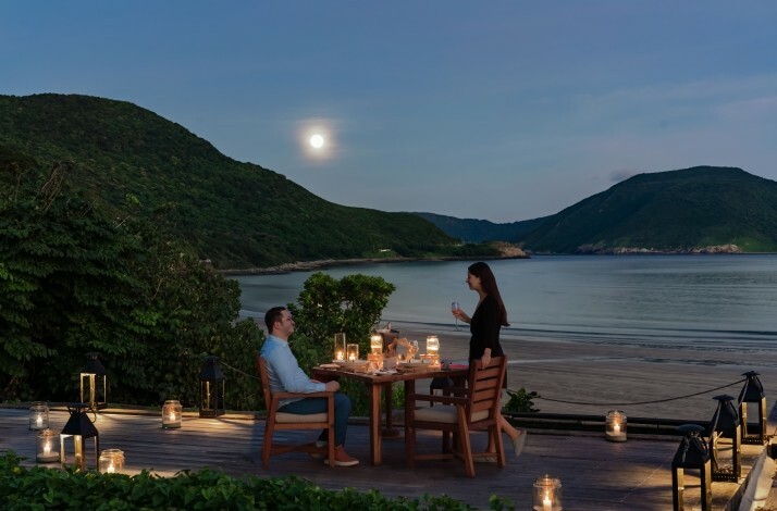 A romantic dinner scene.