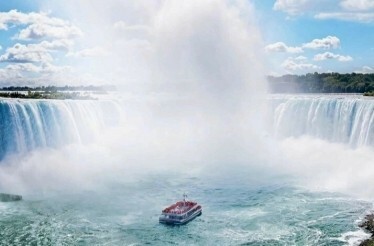 Niagara Falls is a group of three waterfalls at the southern end of Niagara Gorge.