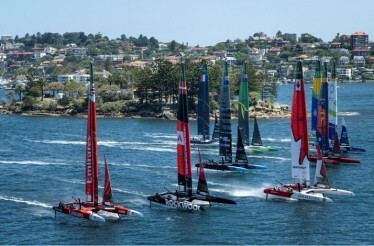 F50 catamarans participating in the SailGP's grand finale