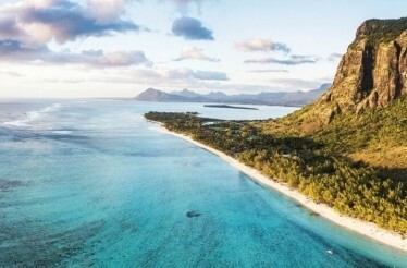 The coast of Le Morne Brabant from bird's-eye view.