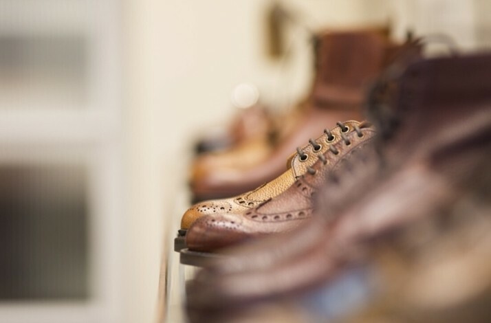 The display of designer leather shoes at Phil & Joe Shoe Co