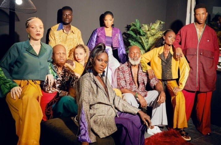 A group of models showing colorful clothes from of Ghana's top designers