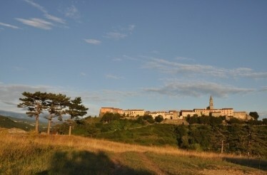 Landmark of Buzet, Istria at sunset.