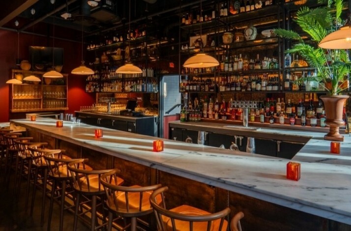 Bar area at restaurant Cucina MORINI.