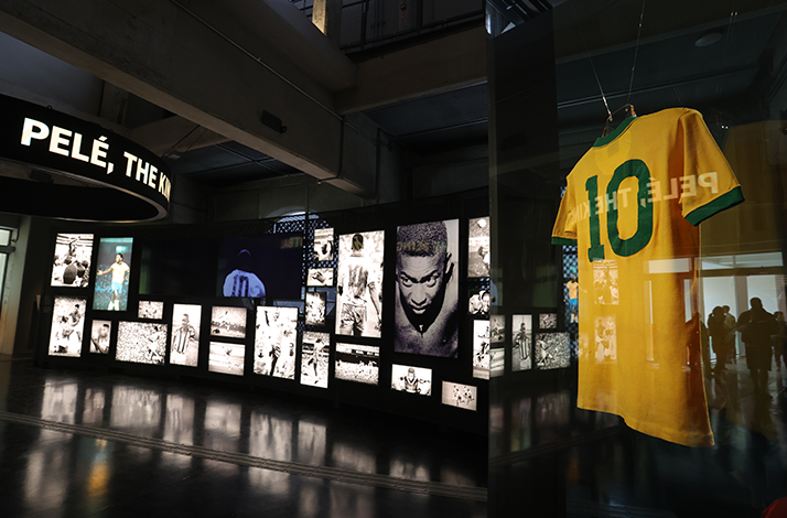 Exhibit dedicated to Pelé at the Museu do Futebol (Football Museum) in São Paulo, Brazil.