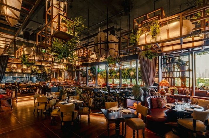 Modern Peruvian interior of the COYA Dubai restaurant.