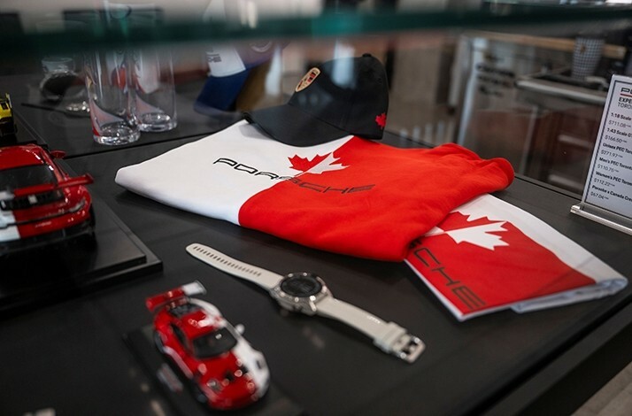 Unique Porsche merchandise on display.