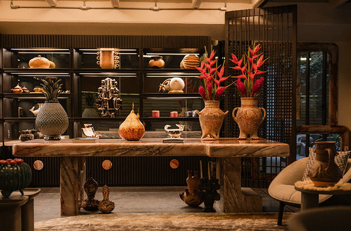 The interior decor of the Colima 71 Art Community Hotel in Mexico City. 