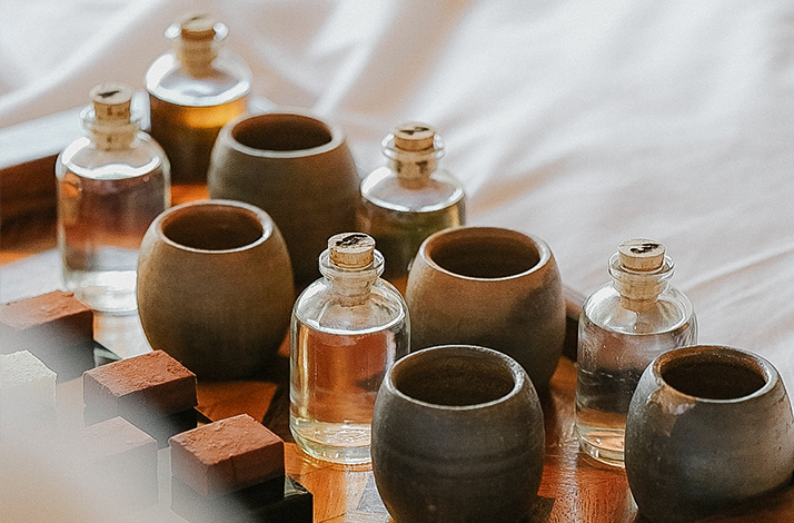 A tasting set of spirits at  at Colima 71 Casa de Arte Hotel