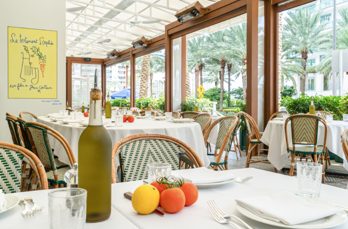 Dante restaurant in New York with tables set for dining outdoors.