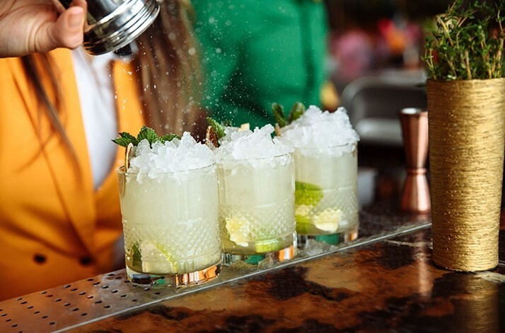 Three margaritas served at Sushisamba Dubai restaurant, Dubai, UAE.