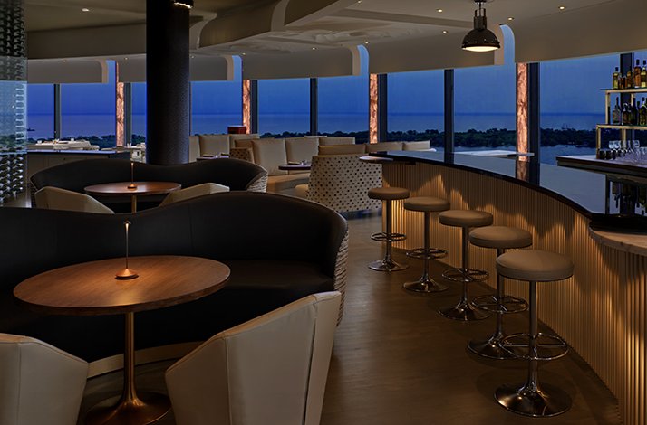 Dining area and bar at the Don Alfonso restaurant.