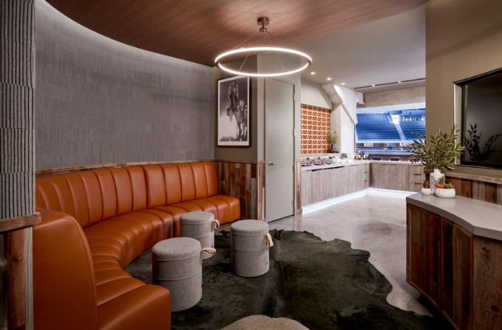 Interior of a suite at the Moody Center in Austin, Texas.