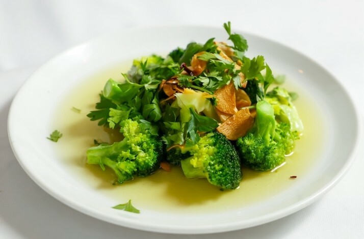 Broccoli and herbs dish at Sake No Hana, New York City.