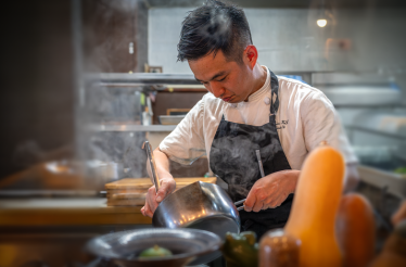 The portrait of chef Daisuke Watanabe, protégé of Shota Iida, at work