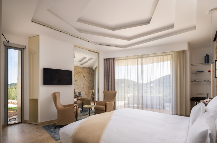 Interior of a room at Villa Nai 3.3, Croatia's only three-Michelin Key hotel.