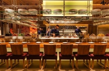 Dining area of ROKA Riyadh restaurant in Riyadh, Saudi Arabia.