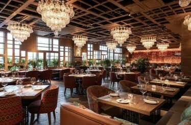 The dining area at the Sucre Brasserie Dubai.