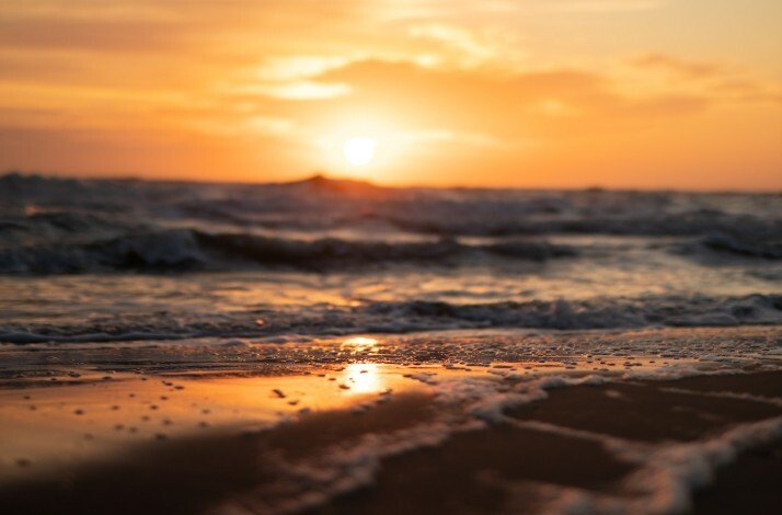 Sunset rays by Wadden Sea at Grand Hotel Beatrix