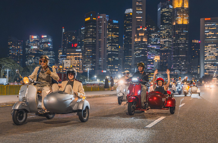 Glide through Singapore's golden hour in a vintage Vespa sidecar