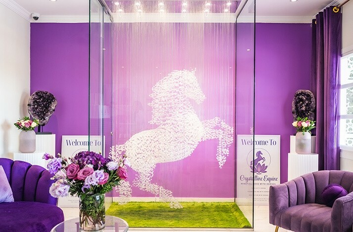 Crystalline Equine bright luxurious pink office.