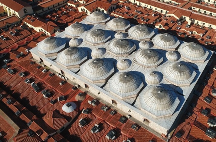 Aerial view of the roof of the Grand Bazaar.