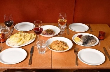 Selection of Italian dishes served for guests at Ètra.