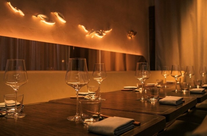 Close-up of set tables at restaurant Yeobo, Darling.