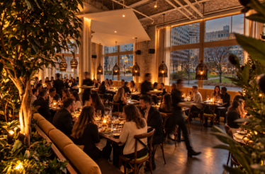 Dining area of restaurant Trade.