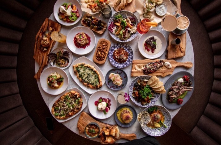 A spread of shareable Greek and Mediterranean dishes from Trade Boston.