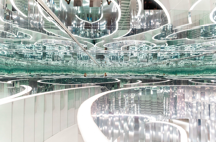 Es Devlin's Forest of Us mirrored maze installation inside Superblue Miami.