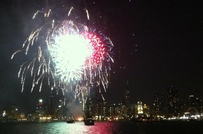 Nighttime Sailing in Chicago Under the Fireworks: In Chicago, Illinois (1)