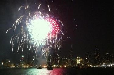Nighttime Sailing in Chicago Under the Fireworks: Chicago, Illinois