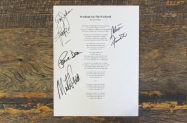 “Working For The Weekend” Lyric Sheet Autographed by ‘80s Rock Band, Loverboy