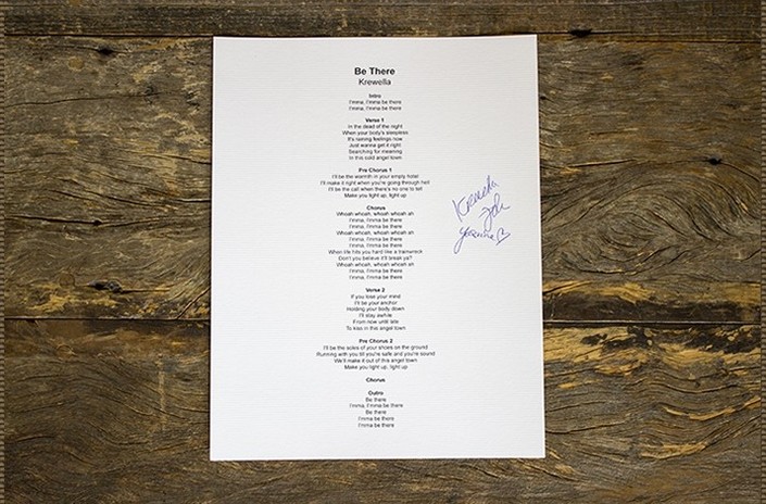 “Be There” Lyric Sheet Signed by EDM Duo, Krewella (1)