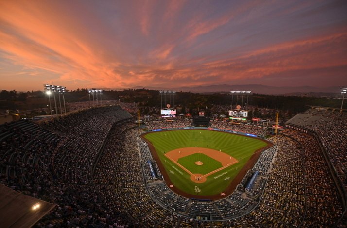 A panoramic view of the Los Angeles Dodgers stadium.