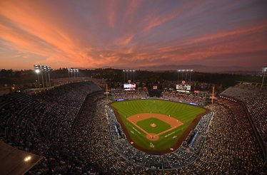 A panoramic view of the Los Angeles Dodgers stadium.