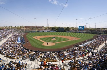 Camelback Ranch stadium full of spectators on a sunny day