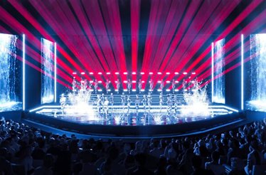 People watching a performance at at Friedrichstadt-Palast.