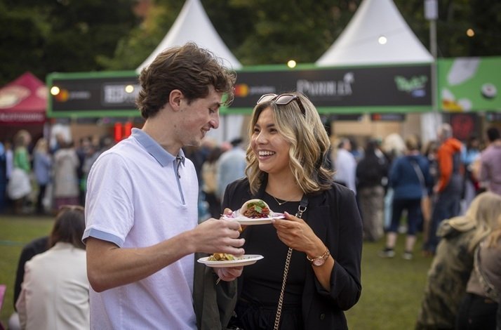 Taste of Dublin festival at Merrion Square with Mastercard branding.