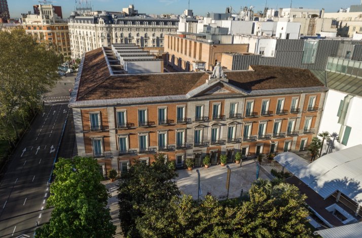 Exterior view of the Thyssen-Bornemisza Museum in Madrid.